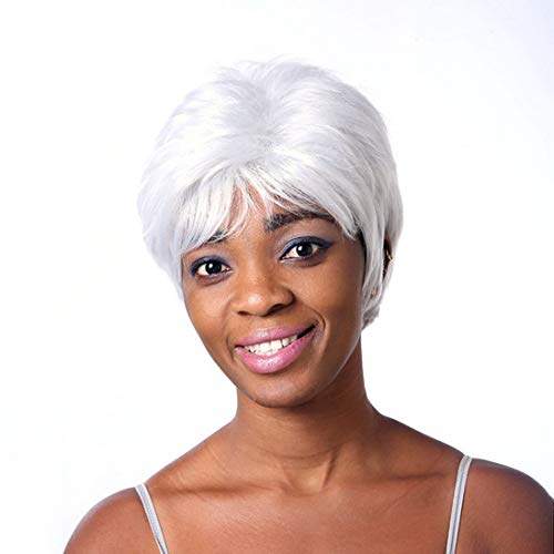 Buy A Monamour Women S Short Straight Layered Silver White Cool Hairstyle Synthetic Hair Full Wigs For Women Men Features Price Reviews Online In India Justdial