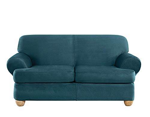 Sure Fit Ultimate Heavyweight Stretch Suede Individual 2 Piece T Cushion Loveseat Slipcover Pea Blue Features Reviews In India Justdial Sure Fit Ultimate Heavyweight, Sure Fit Stretch Suede 2 Piece T Cushion Sofa Slipcover
