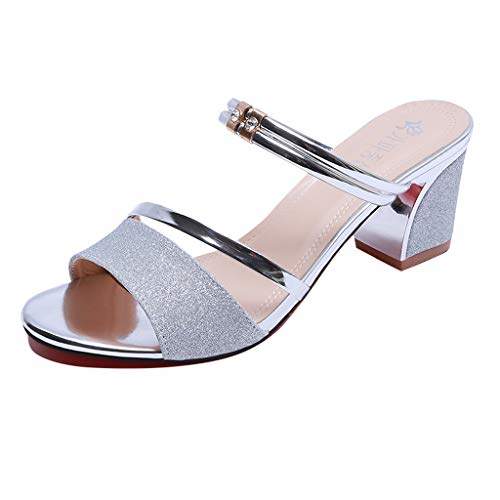 silver heels thick heel