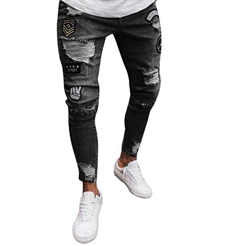 dark gray distressed jeans