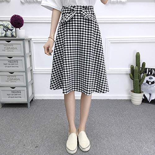 High waisted plaid skirt knee length Clearance