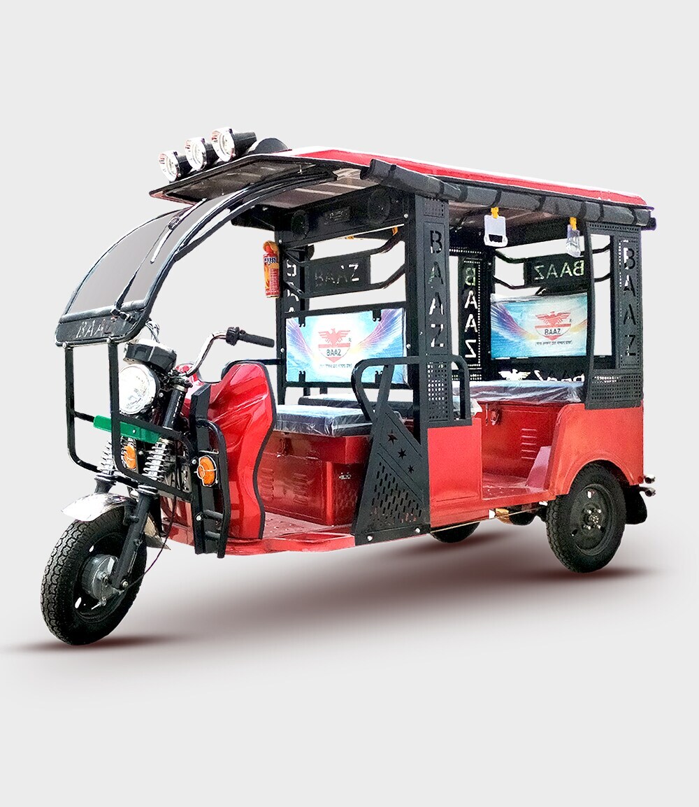 BAAZ Battery Operated Auto Rickshaw (Black-Red, 5-Seater) in