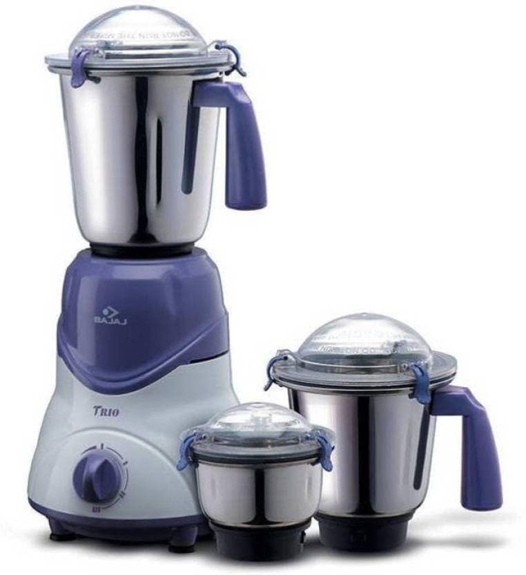 Bajaj Trio 600 W Mixer Grinder (White, Levender, Jars) in
