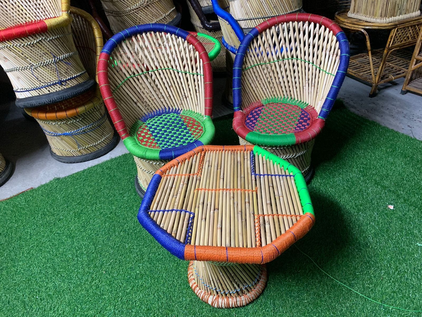 Natural mudha chair and table furniture set for outdoor in Delhi