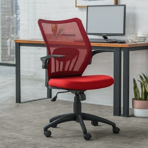 Basic Mesh Second Hand High Back Office Chair Red in Bangalore at
