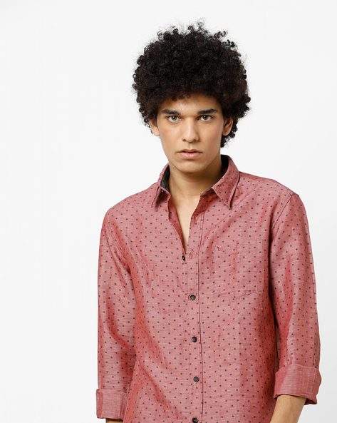 Basics Mens Ditsy Print Slim Fit Shirt 