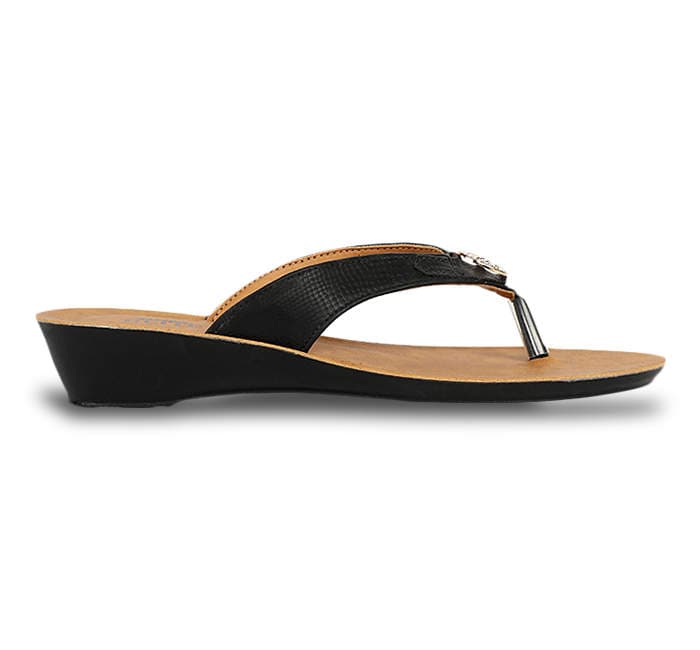 Bata Black Flat Chappals For Women (F671615700, Size:6) in