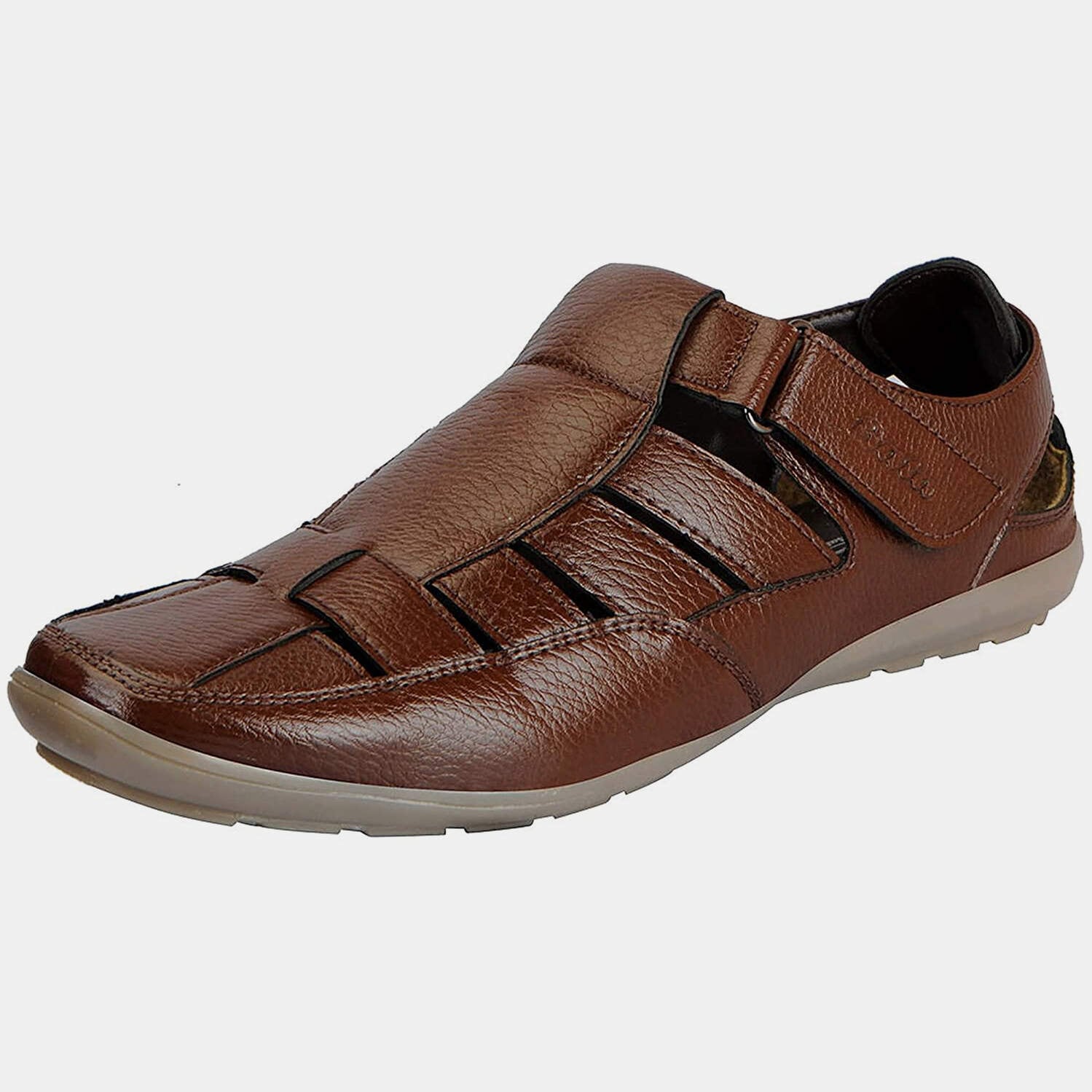 Bata Formal Hook and Loop Mens Shoe Style Sandals Brown in