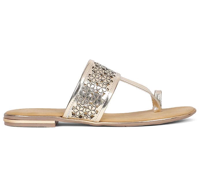 Bata Gold Flat Chappals For Women (F571496800, Size:7) in Delhi at