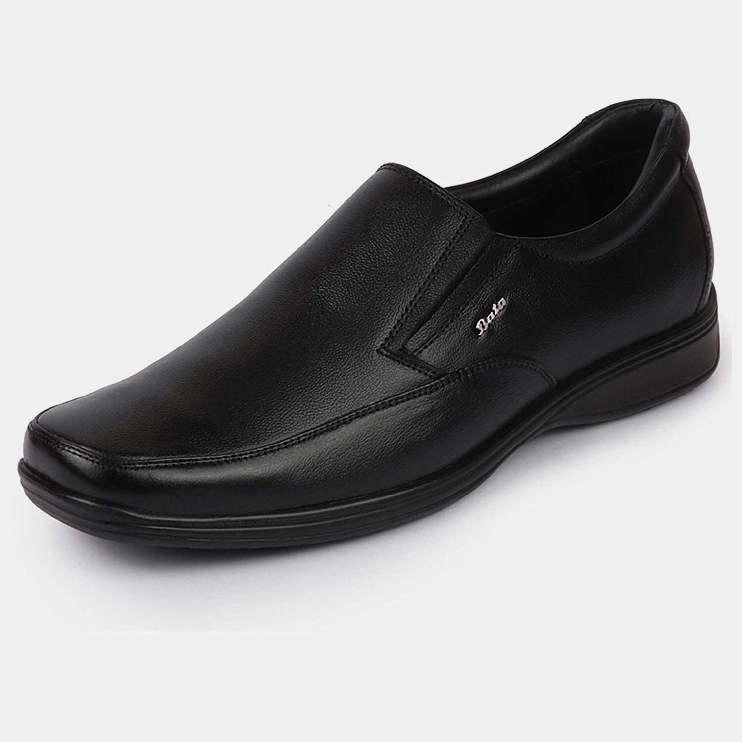 Bata Remo Leather Slip Men's Formal Shoes (Black) in Vellore at
