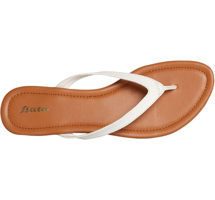 Bata White Flat Chappals For Women (F571118700, Size:4) in