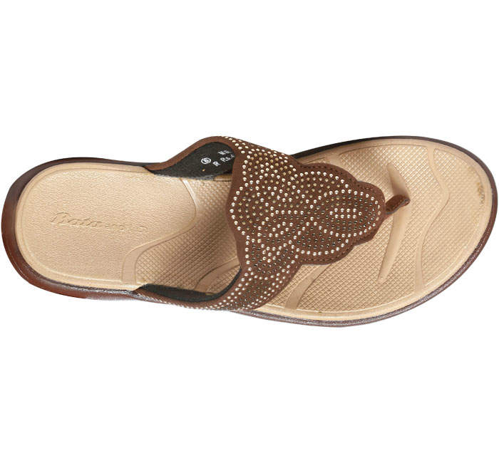 Bata Sandak Brown Slippers For Women in Dindigul at ₹ 479