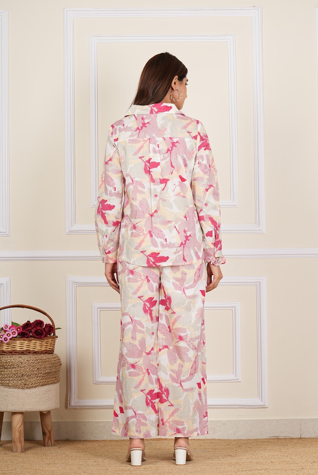 cotton pyjama night dress Indian 100% Cotton Blue Floral PJ Sets Women's Clothing Sleepwear Night Suits US
