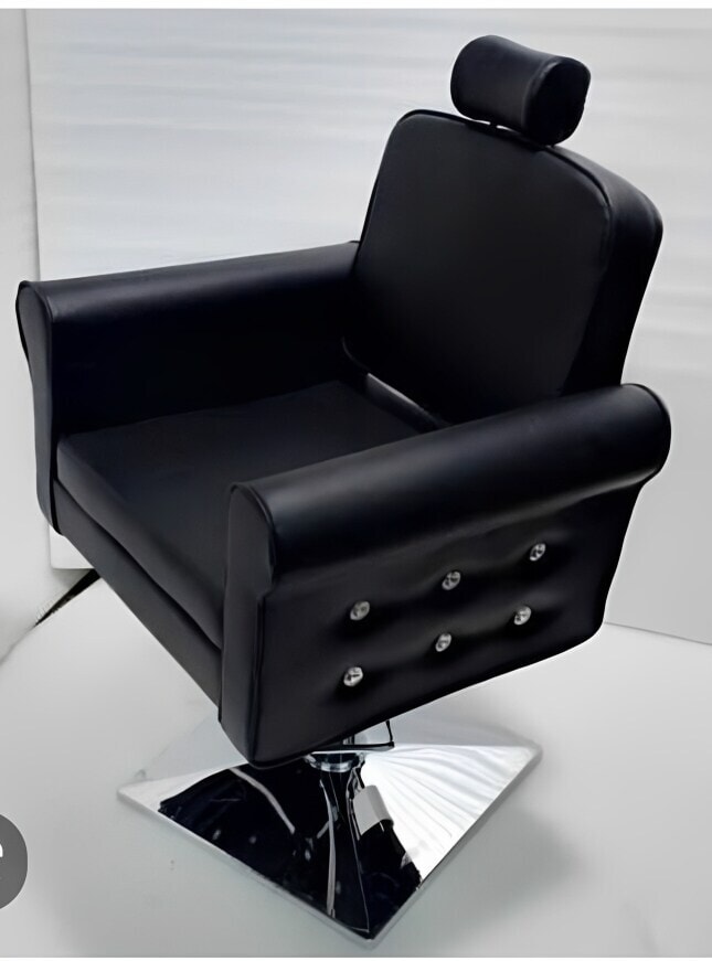 Hydraulic Genuine Leather Beauty Parlour Chair in Black in
