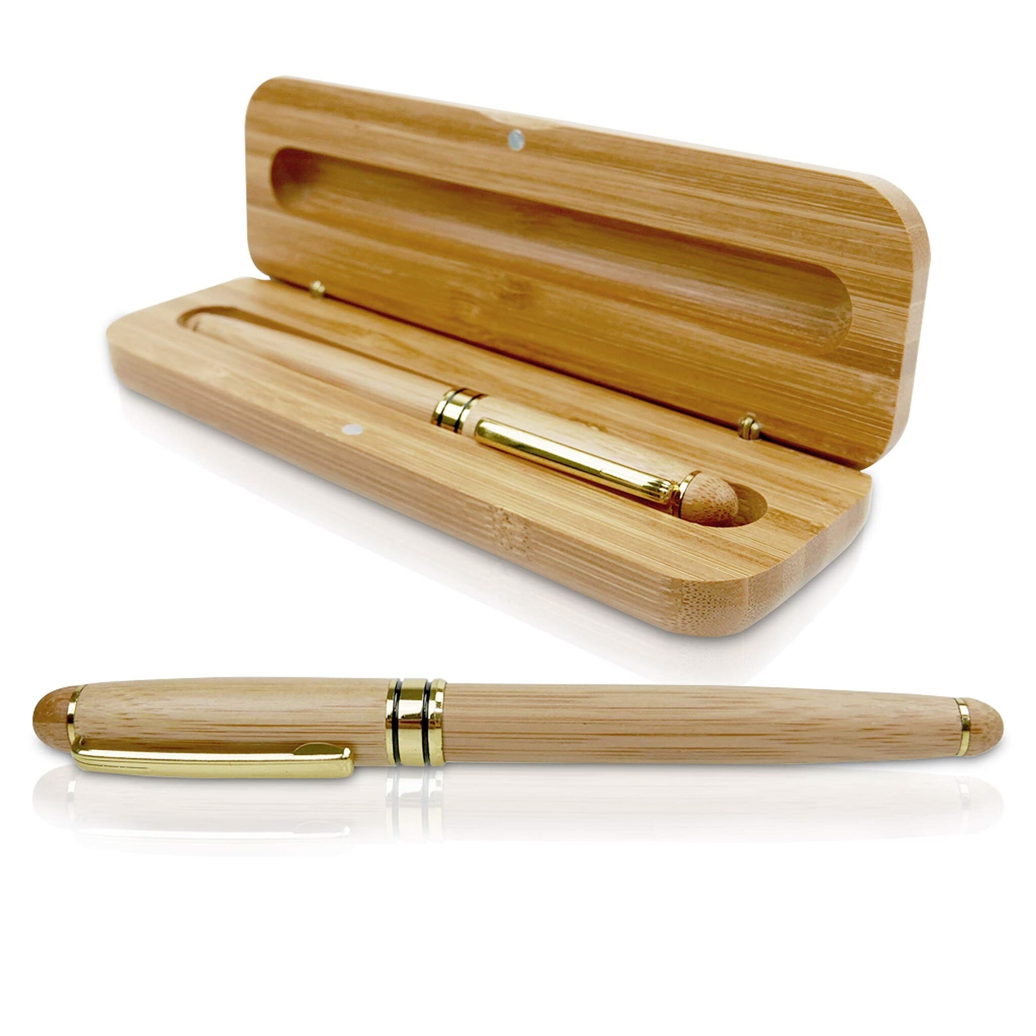 Beige Bamboo Refillable Ink Gift Article Corporate Pen 7inch in