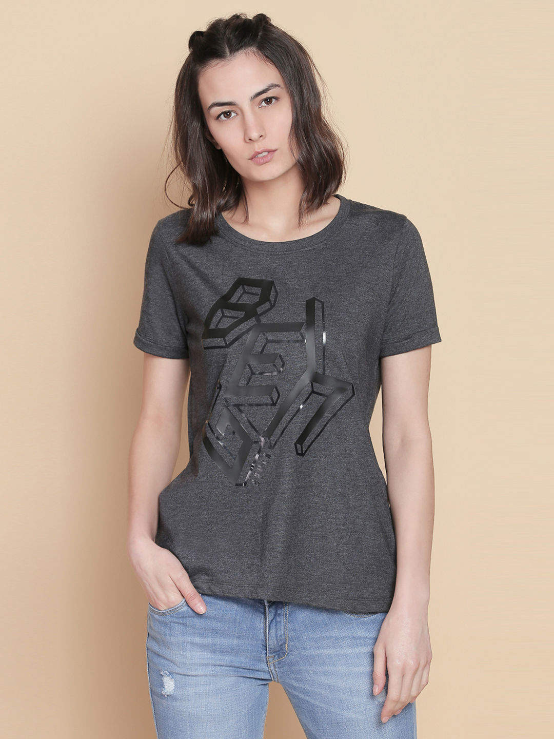 Being Human Black Printed T-Shirt 