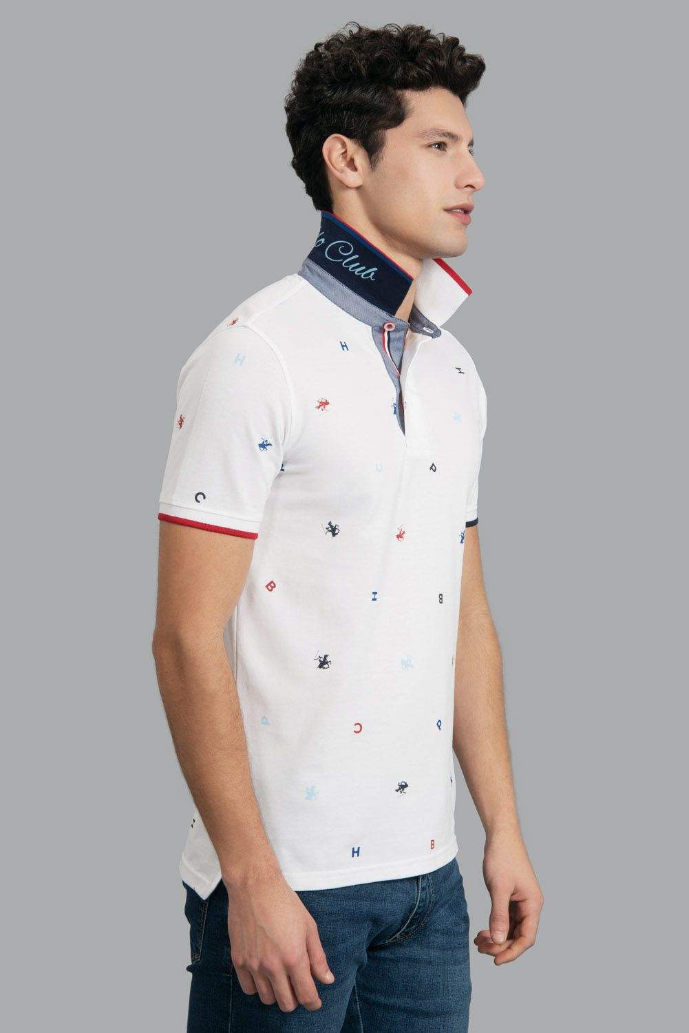 BEVERLY HILLS POLO CLUB Bhpc Logo Toss All Over Print Polo T Shirt