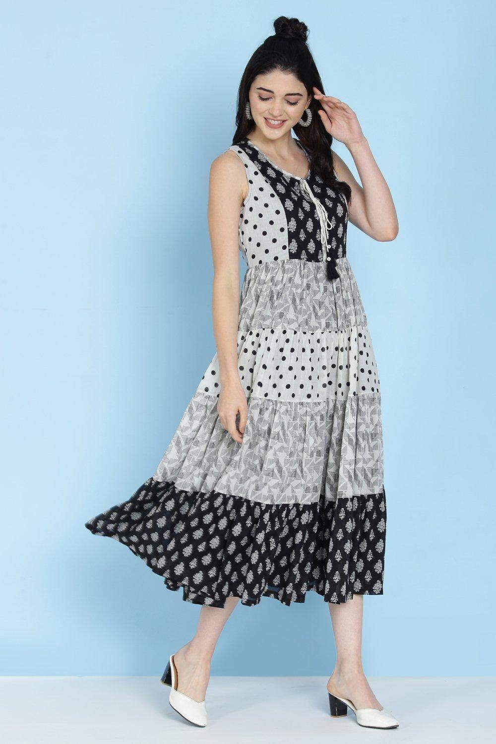 Biba Black And White Cotton Fusion Wear 