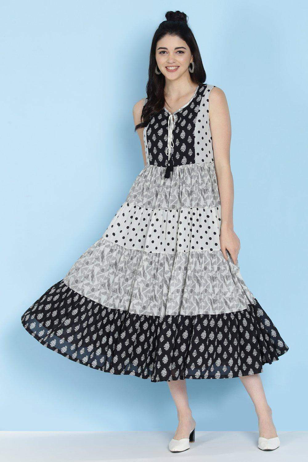 Biba Black And White Cotton Fusion Wear 