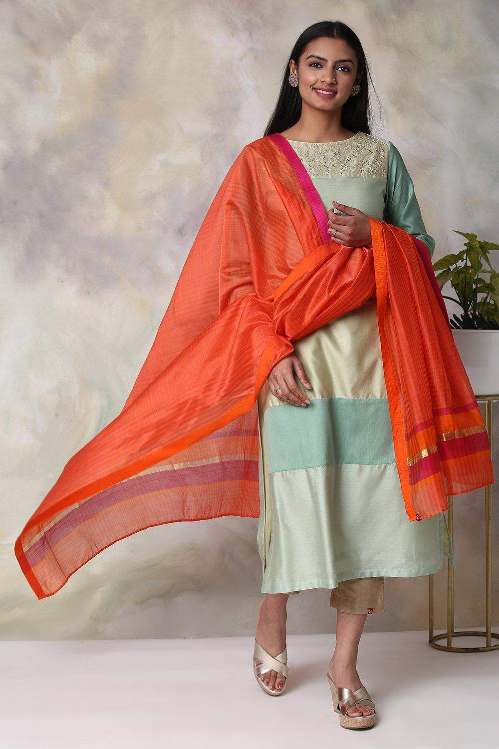 Biba Orange Art Silk Dupatta Free Size in Ludhiana at best price by