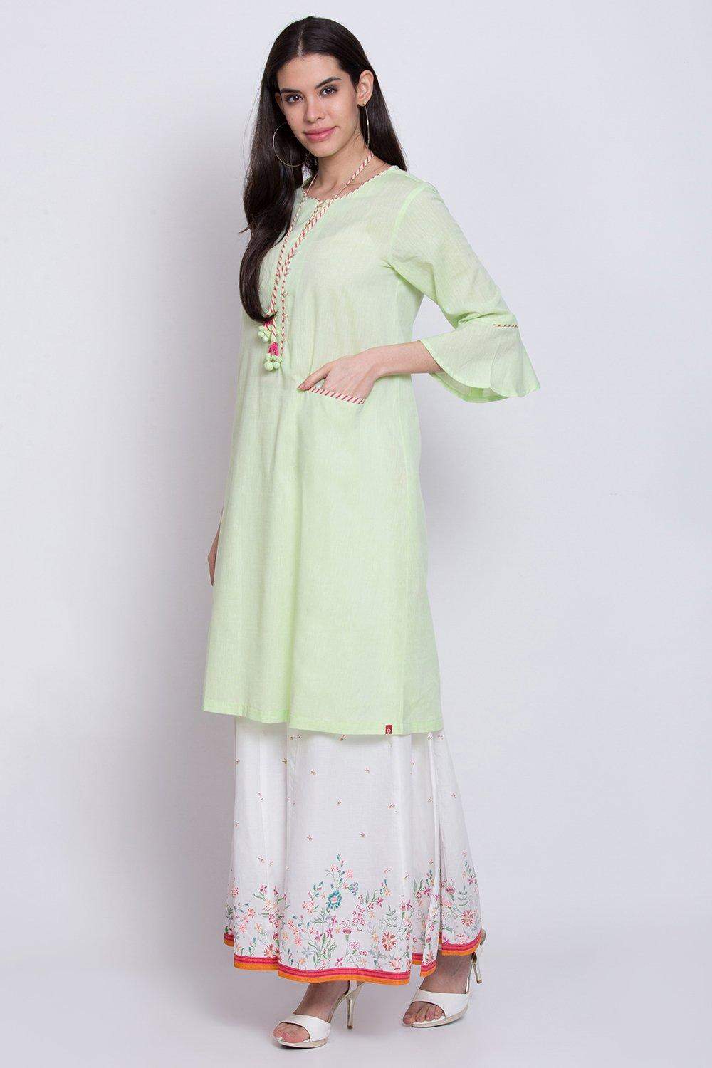 BIBA Green Cotton A Line Kurta - 36 cm in Delhi at  1,535 -  1,599 by Al  Aqsa Fashion Hub - Justdial