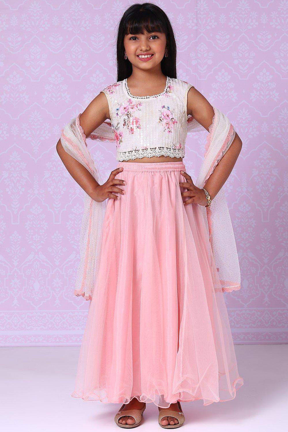 BIBA Champagne White Art Silk Embroidered Lehenga Set (6-7 Years,  KW4042SS21CHWHT) in Surat at  3,383 -  3,599 by Gori Suits - Justdial