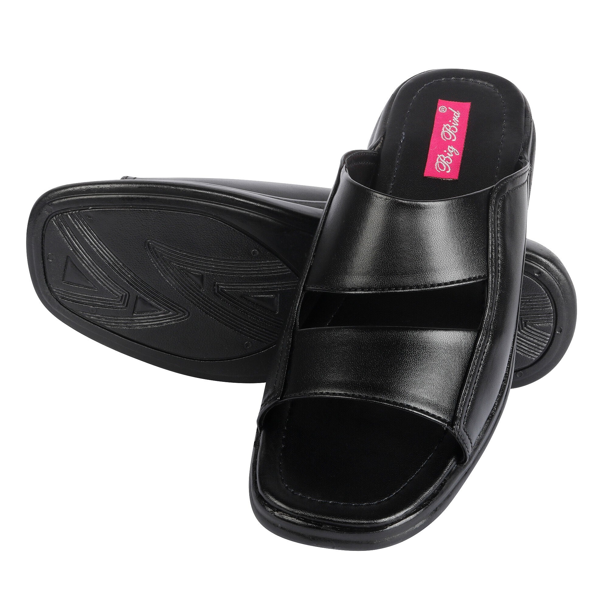 Big Bird Footwear Men Full Moulded PVC Slippers N4-Black in