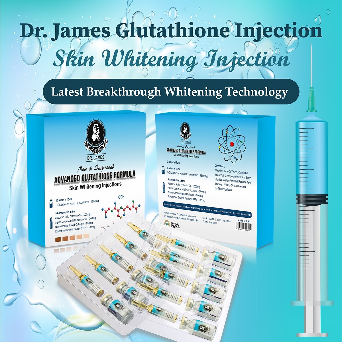 bio rae glutathione injection Bio Rae Complexion 12 Whitening Injection | 48 Vials main image 1