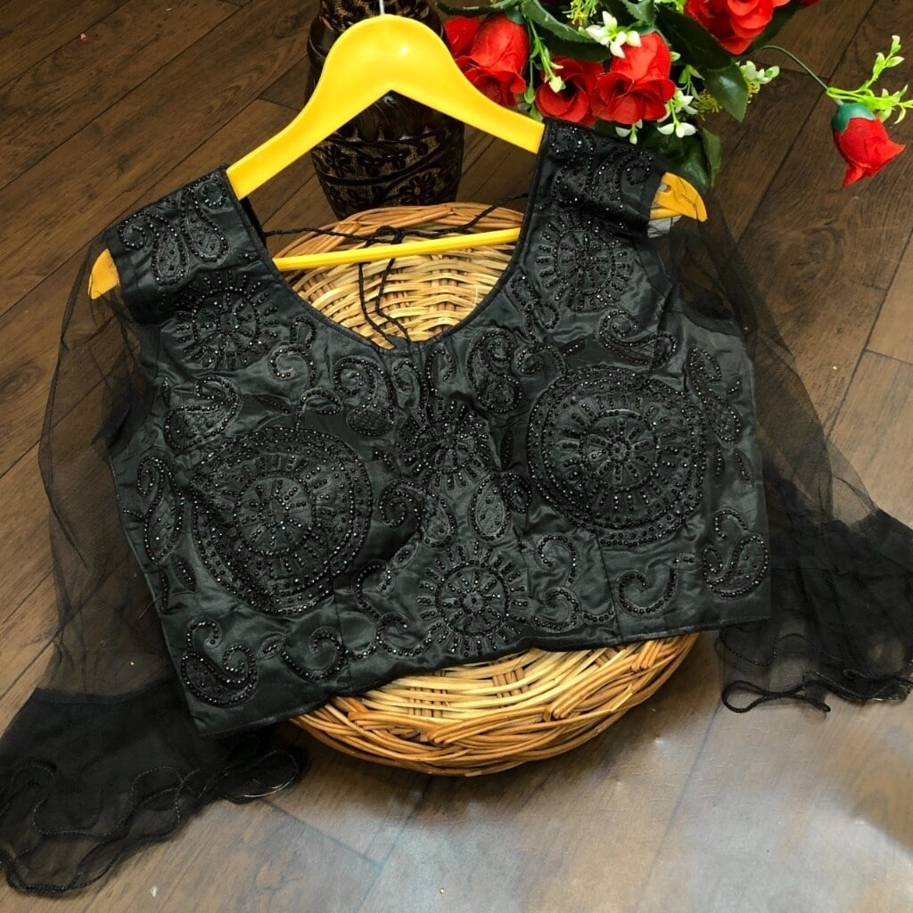 Black Bell Sleeve Afroza Embroidery Blouse in Latur at ₹ 299