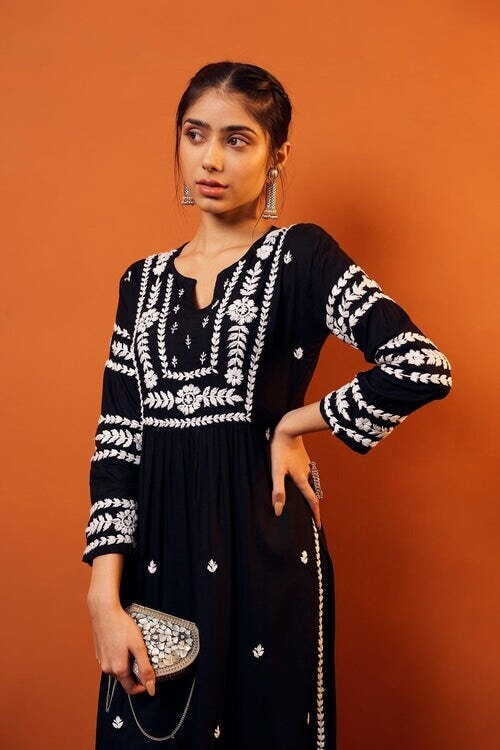 princess polly baby blue dress Black Parsi Gara Chikankari Suit – Dress365days main image 0