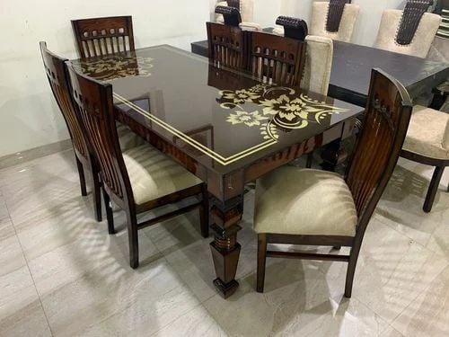 Seater Black Glass Table Set Black Color Seater Glass Top Wooden