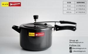 Black Magnum Hard Anodized Regular Pressure Cooker Litre in