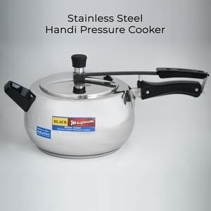 Black Magnum Stainless Steel Handi Pressure Cooker Litre in