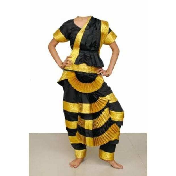 Black Polyester Bharatanatyam Costume With Golden Border in Vrindavan at  best price by Darshika Fancy Dresses And Gifts - Justdial