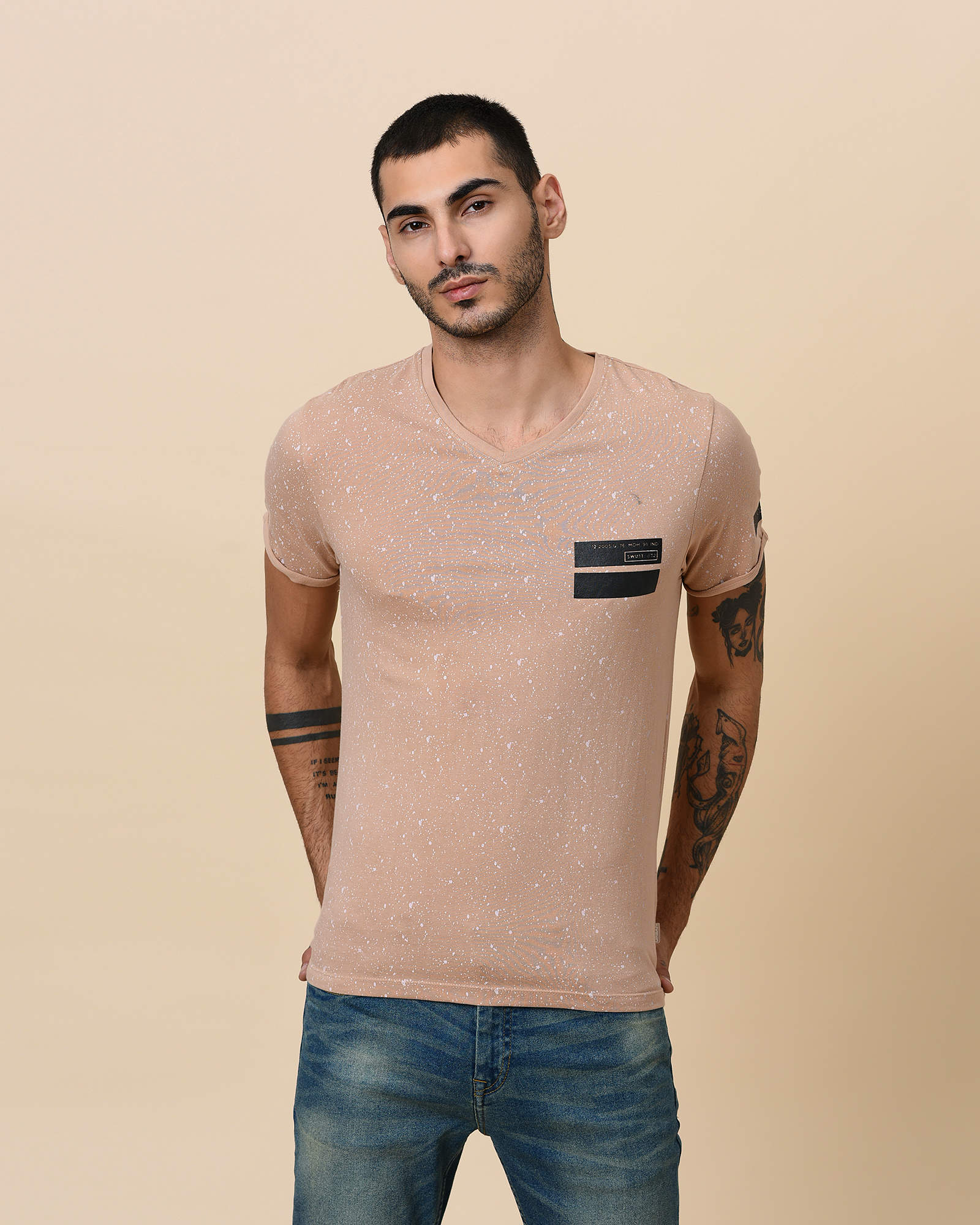 BLACKBERRYS Color Sprayed Slim Fit T-Shirt L (UK COOPER