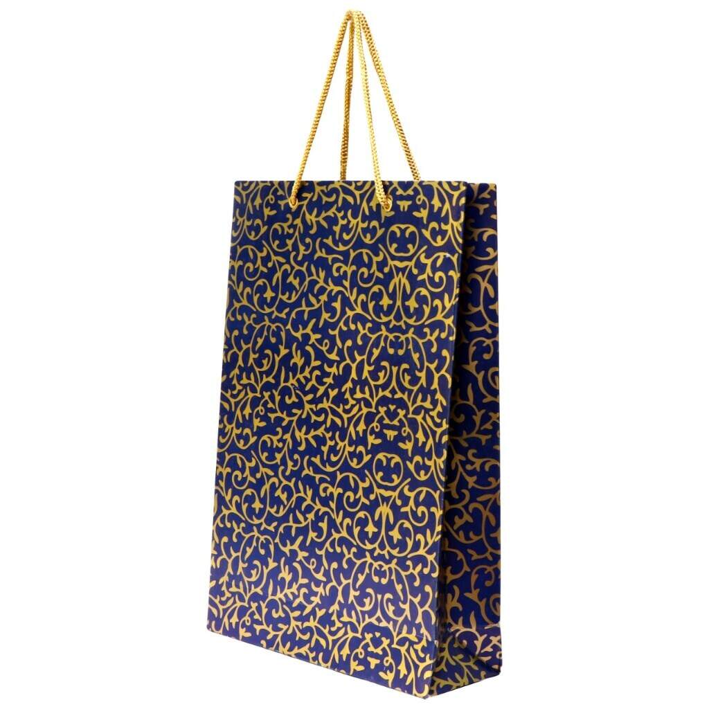 Blue Floral Print Paper Bag Size (Pack of 12) in