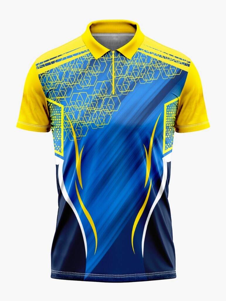 navy and yellow t shirt