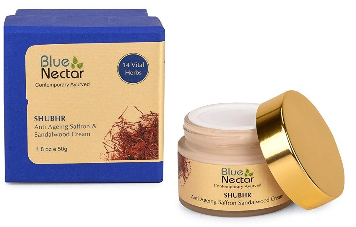 blue nectar ayurvedic anti ageing saffron and sandalwood face cream