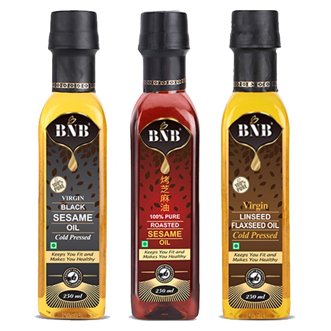 test BNB Virgin Black Sesame Oil 250 ML Roasted Sesame Oil 250 ML and  Virgin Flaxseed Oil 250 ML Kaale Til Oil Toasted Oil in Kolkata at ₹ 897 /  Set by B N Export Pvt Ltd - Justdial