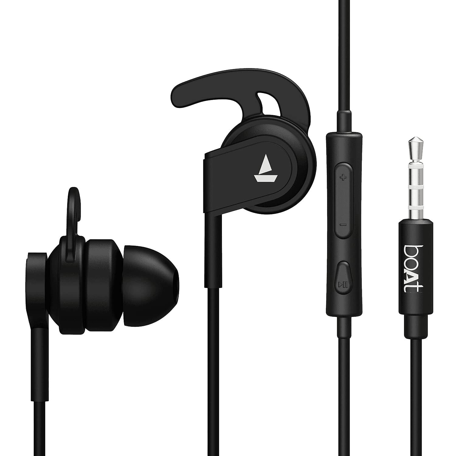 boAt Trebel Bassheads 242 Wired Earphones (Carbon Black) in - Main Image