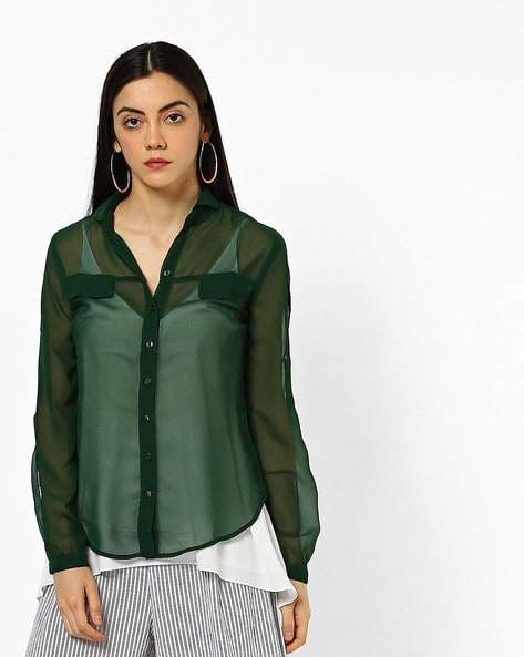 Bombay High Womens Sheer Shirt with Cuffed Sleeves (Green) in Sindhudurg at  best price by Four Dots - Justdial