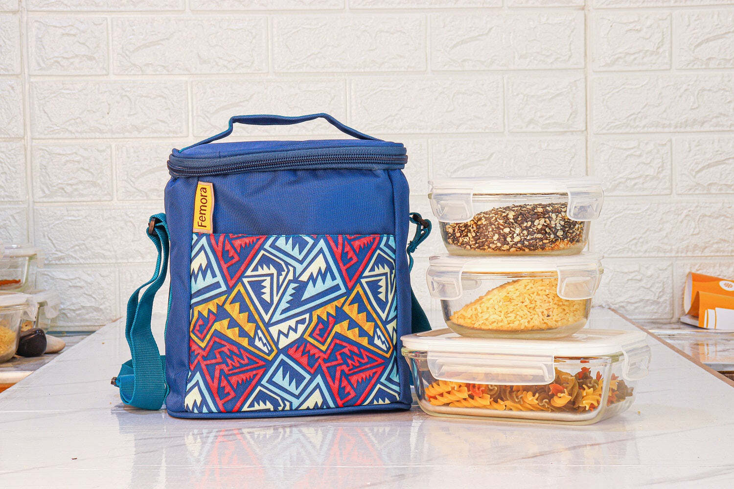 Round Glass Lunch Boxes With Insulated Bag Set Of Pcs in