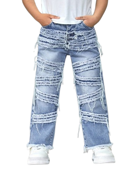 Boy Damages Jeans Boys-Polyester-Damage-Jeans-Size-28-48