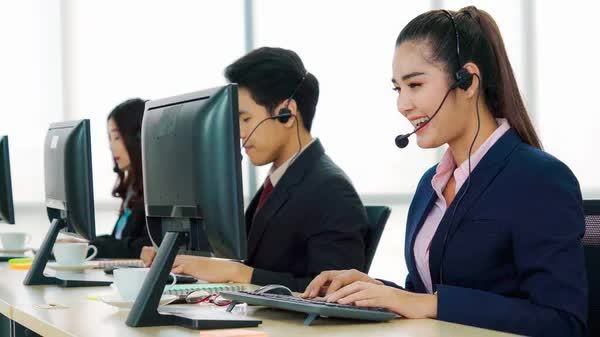 Customer executing secure modern online banking transaction checks over screen
