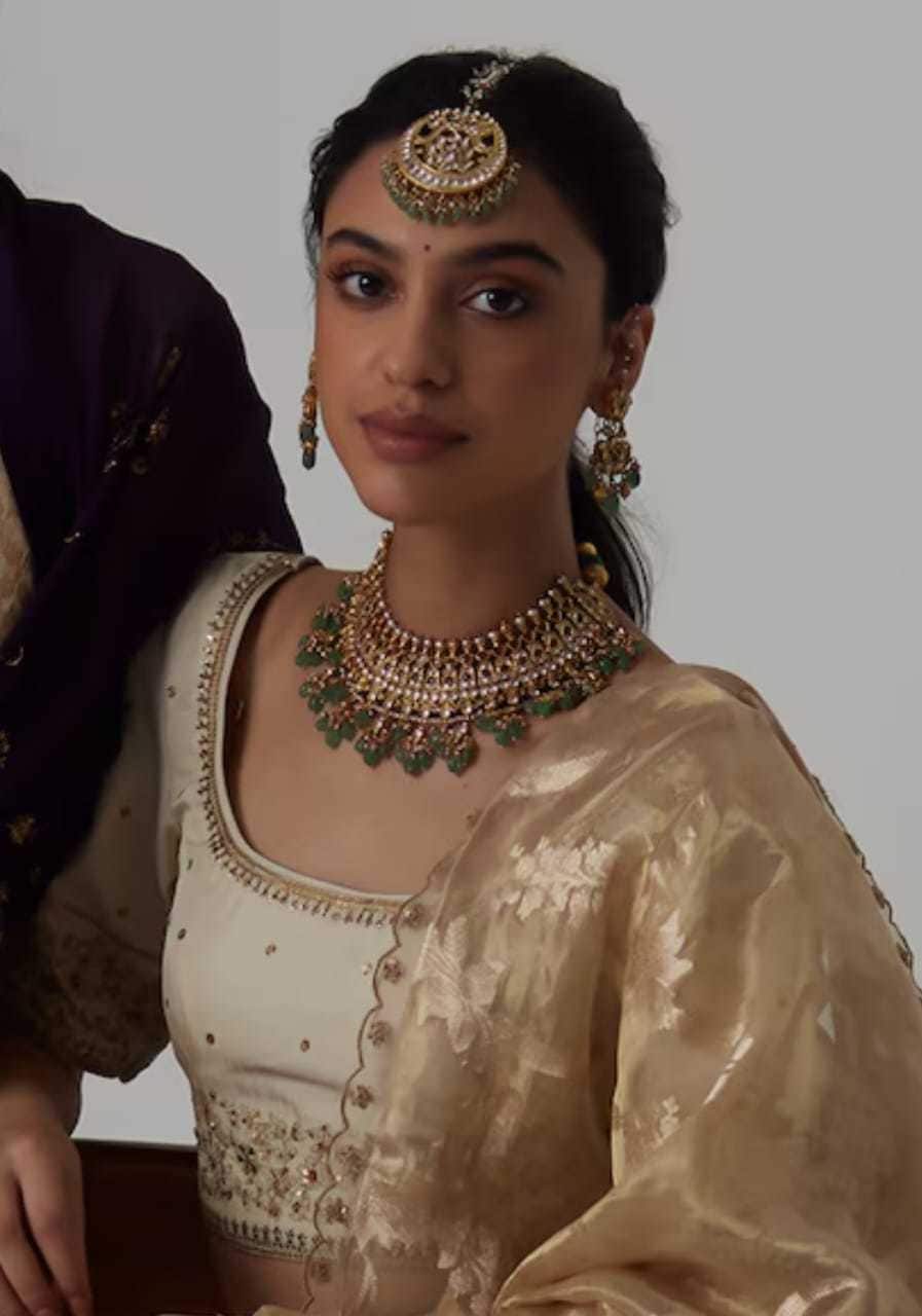 Bridal Lehenga Lehenga Simple Jewel Set Bridal Gold Plated Pachi