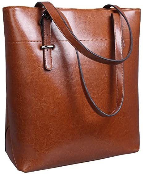 Shoulder Bags Laptop Handbag Leather Work Bags For Ladies Brown