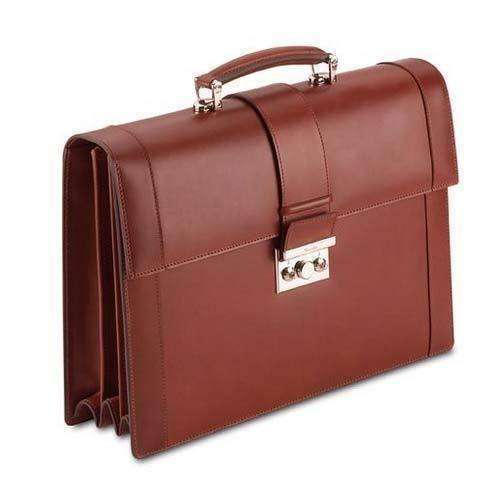 brown leather office bag