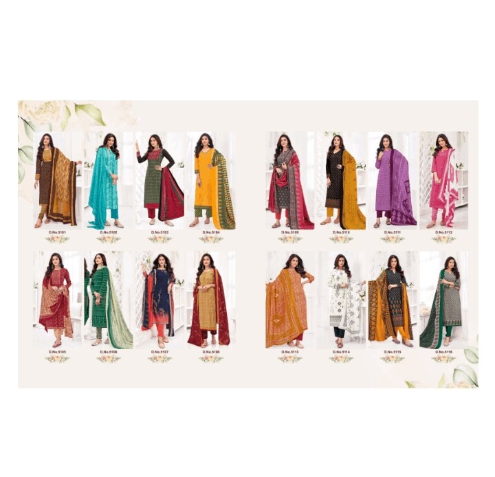 Bundle Of 16 Pcs Suryajyoti Trendy Cotton Vol-51 Cotton Dress
