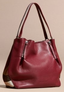 medium check detail leather tote bag