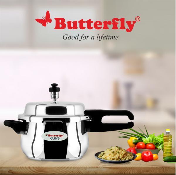 Butterfly Curve Stainless Steel Pressure Cooker With Outer Lid